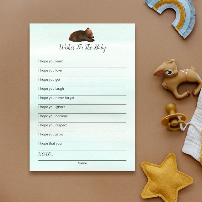 Ursos De Aventura Florestais Desejam Cartão De Beb (Criador carregado)