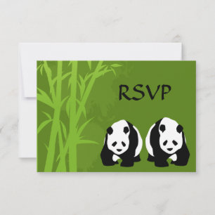 Ursos de panda e cartões Wedding de bambu de RSVP