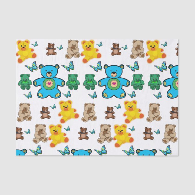 Ursos de pelúcia decorativos em papel tecidular (Frente )