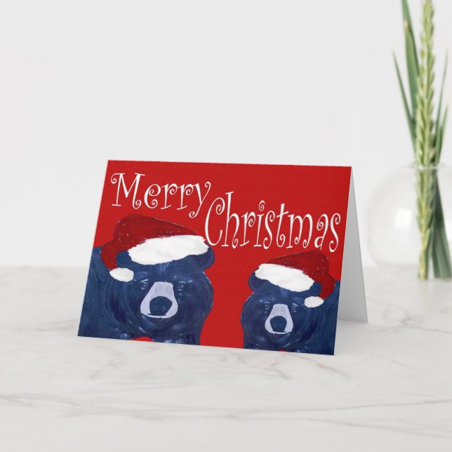 Ursos do Papai Noel cartões de Natal. (Frente)