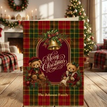 Ursos Teddy Vintage Xadrez Natal com Folha de Ouro
