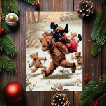 Ursos Vintage Roubando Cartão de Natal Infantil<br><div class="desc">Vintage cartão de Natal vitoriano com uma família de ursos a levar uma menina "para janto". Imagem vintage restaurada personalizada de alta qualidade.</div>