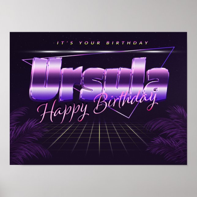 Ursula Name Vorname lila retro Poster Geburtstag (Frente)