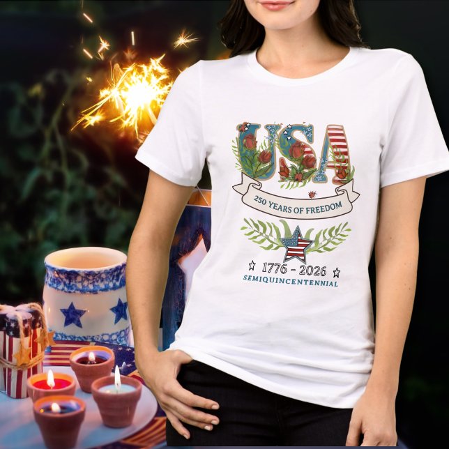 US 250 Years of Freedom Botanical Watercolor  (US 250 Years of Freedom Botanical Watercolor Tri-Blend Shirt)