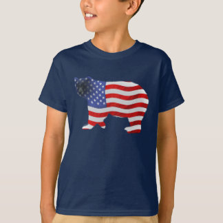 US FLAG & BEAR Camisa para Crianças do estilo EUA