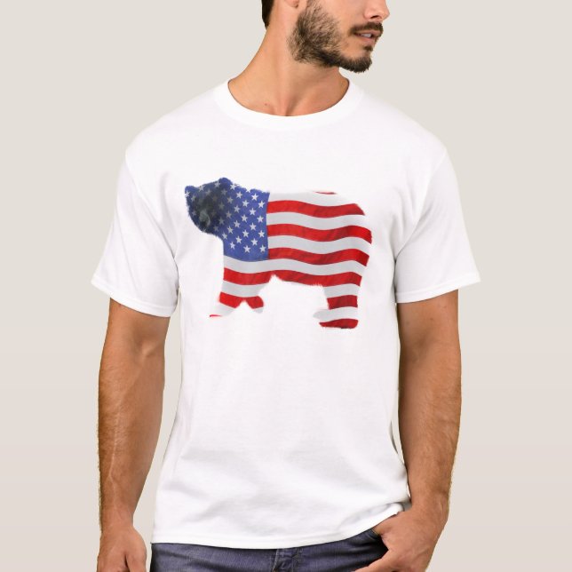 US FLAG & BEAR Camisa Patriótica ao estilo dos EUA (Frente)