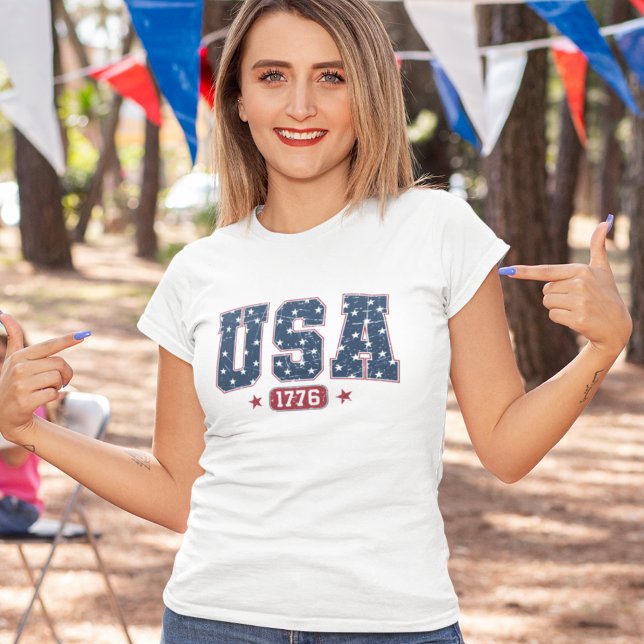 USA 1776" 4th of July – Navy Blue & Red Tones 4th  (Criador carregado)