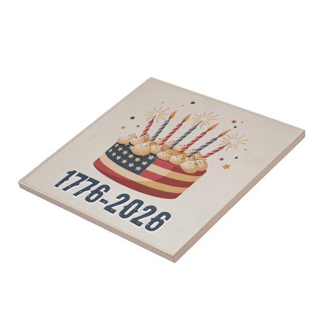 USA 250th Flag Cake Keepsake 1776–2026 (Lateral)