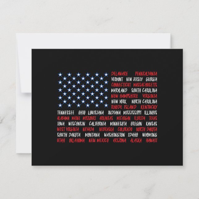 USA American Flag All 50 State Names (Frente)