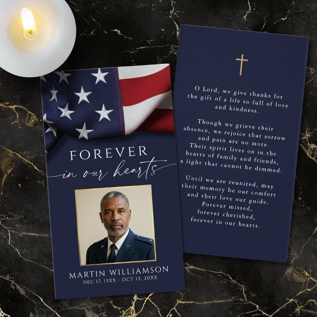 USA Flag Military Photo Cross Memorial Prayer Card (Criador carregado)