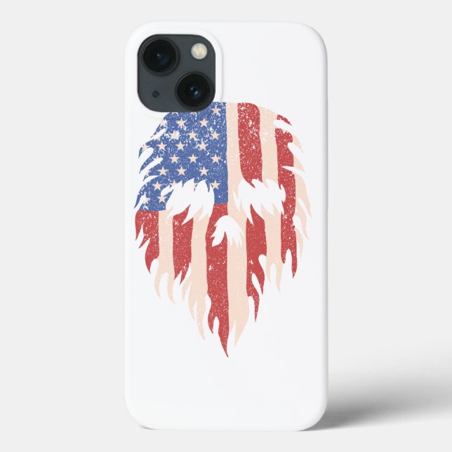 USA Flag Skull Beard | Distressed Patriotic Design (Verso)