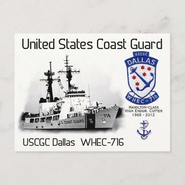 USCGC DALLAS WHEC-716 - CORTADOR - CARTÃO POSTAL (Frente)