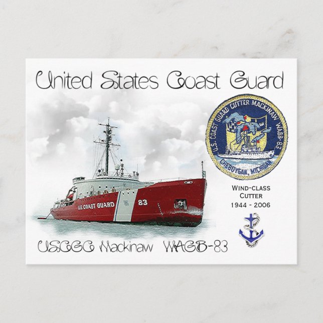 USCGC MACKINAW WAGB-83 ICEBREAKER - CARTÃO POSTAL (Frente)