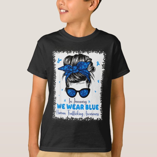 Use Camisa Janeiro Azul Conscientização sobre Tráf (Frente)