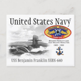 USS BENJAMIN FRANKLIN SSBN- 640 SUB. - Cartão post