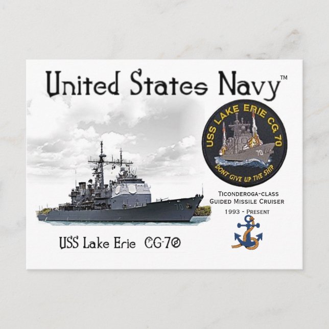 USS LAKE ERIE CG-70 CRUISER - CARTÃO POSTAL (Frente)