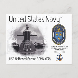USS NATHANAEL GREENE SSBN-636 SUB - CARTÃO POSTAL