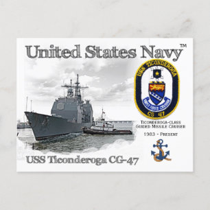 USS TICONDEROGA CG- 47 CRUISER - CARTÃO POSTAL