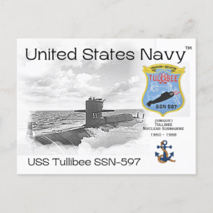 USS TULLIBEE SSN- 597 SUBMARINE - CARTÃO POSTAL