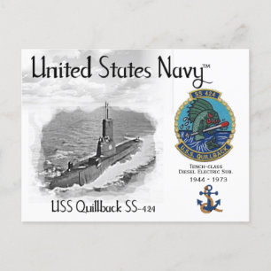 USS USA SUBMARINO SS-424 QUILLBACK - CARTÃO POSTAL
