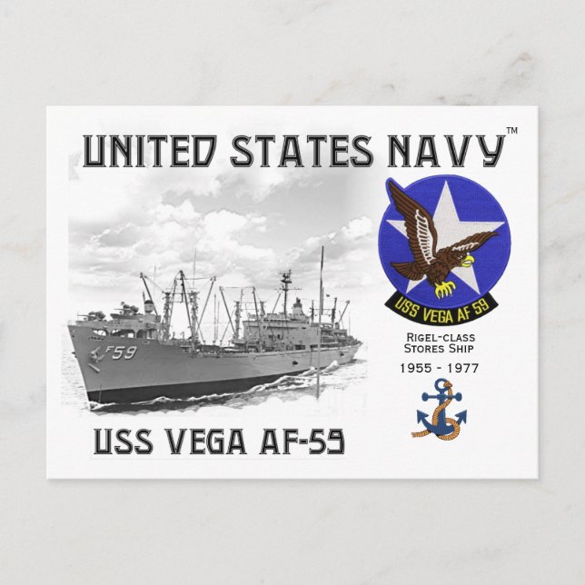 USS VEGA AF-59 STORE SHIP - CARTÃO POSTAL (Frente)