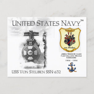 USS VON STEUBEN SSN- 632 SUBMARINE - CARTÃO POSTAL