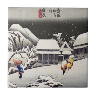 Utagawa Hiroshige - Neve à noite em Kanbara