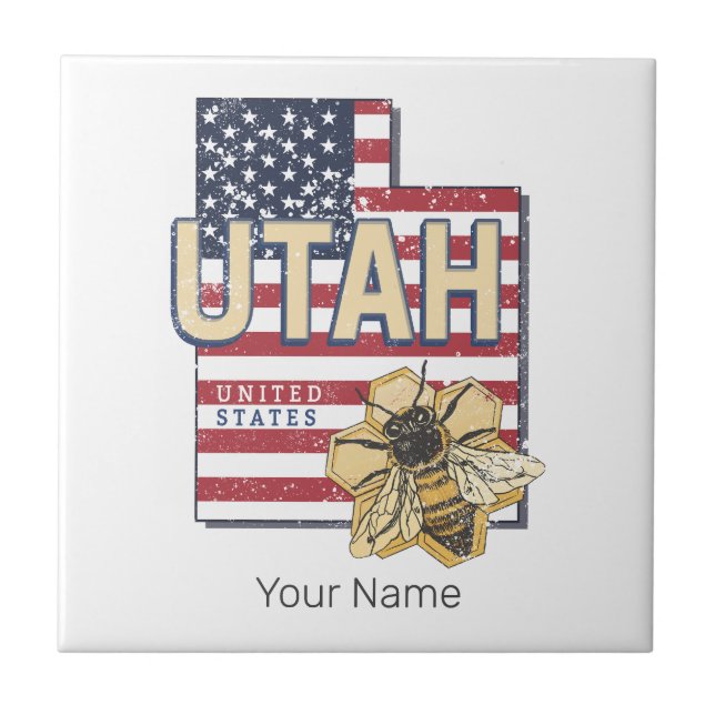 Utah Bee Estados Unidos Retro Map Vintage EUA (Frente)
