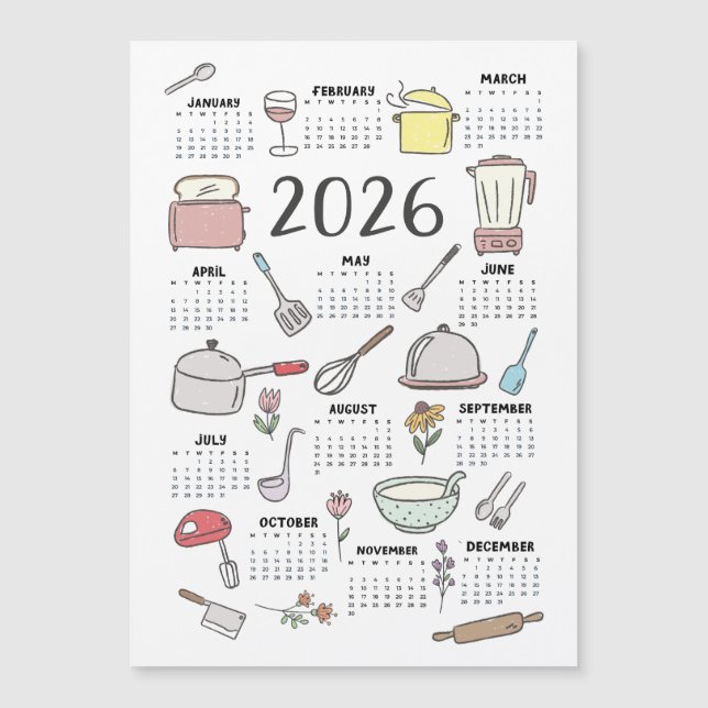 Utensílios da cozinha do Calendário 2026 (Frente)