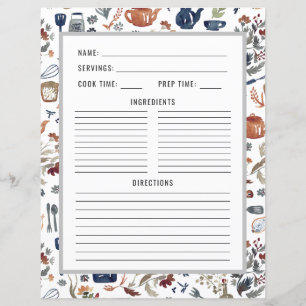 Utensílios de Cozinha de Aquarela Página Binder