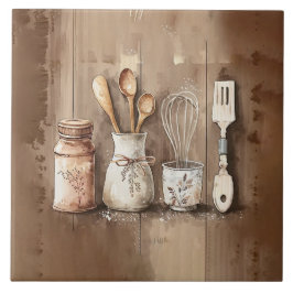 Utensílios Russos Aquarelas Faux Madeira Azulejo c