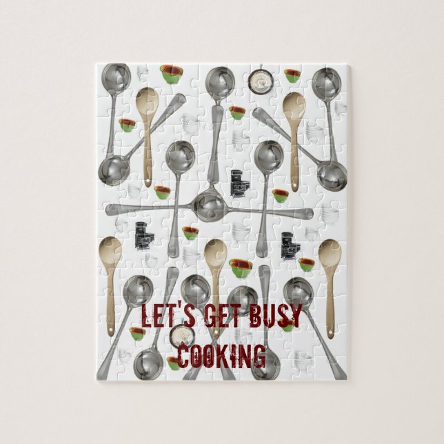 Utensils Wooden Spoon Jigsera Quebra-cabeça Daisy (Vertical)