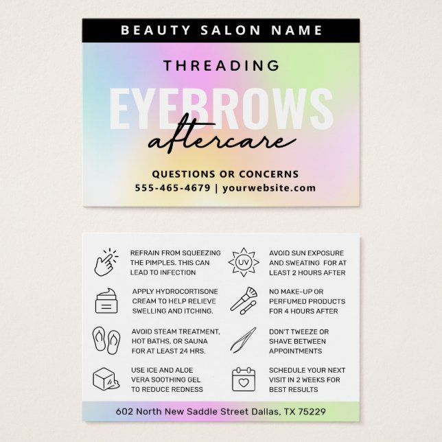 UV Gloss Rainbow Eyebrow Threading depois do cuida (Frente & Verso)