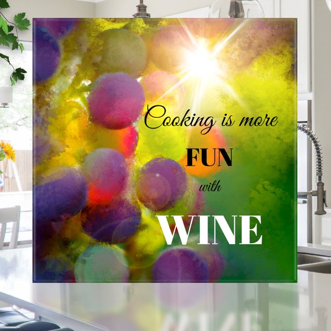 Uvas De Belas Artes Vinhos Amantes Azulejo De Cozi (Ceramic tile for wine lovers featuring a fine art painting with colorful grapes in the sun)