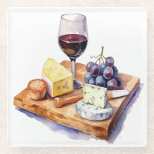 Uvas de Vinícola Queijo Cálice de Vinho Aquarela