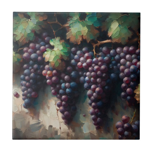 Uvas Roxas na Pintura a Óleo de Vinha (Frente)