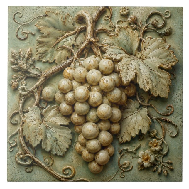 Uvas Rústicas de Vinhedo Relevo Falso Botânico (Frente)