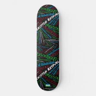 Uzbekistan National Pride Wordcloud Skateboard