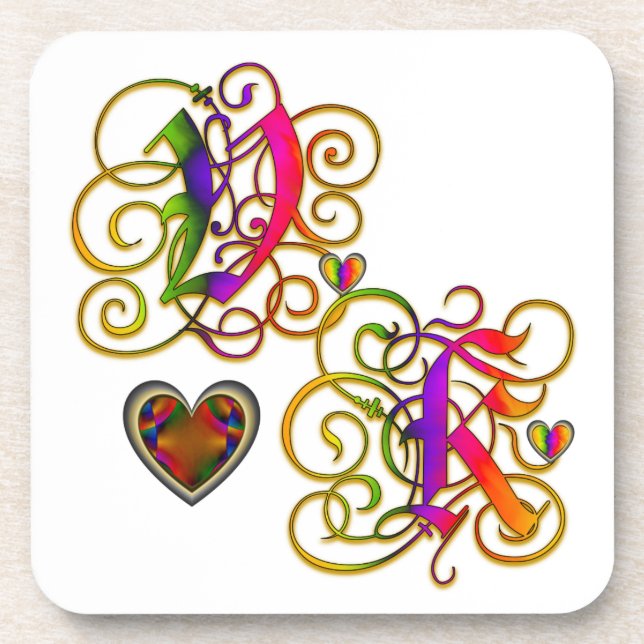 V ama K na Porta copos Branca com Corações (Frente)