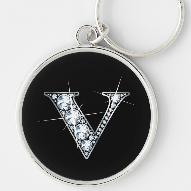 "V" Diamond Bling Chaveiro (Frente)