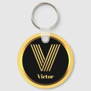 V Monograma Dourado - Chaveiro personalizado