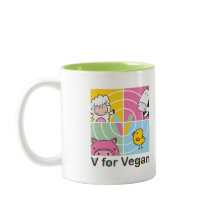 V para a caneca do vegan