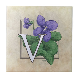 V para o monograma violeta da flor