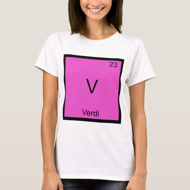 V - Verdi Camiseta do Símbolo do Elemento Químico  (Frente)