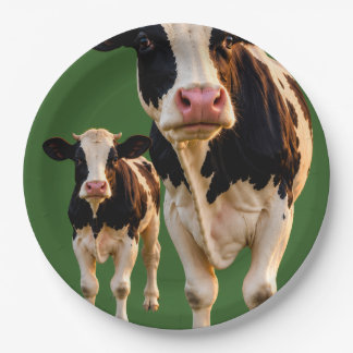 vaca boba e bezerro em prato de papel de festa
