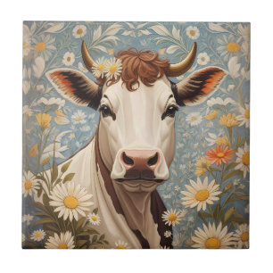 Vaca Bonita Com Flores De Margarida