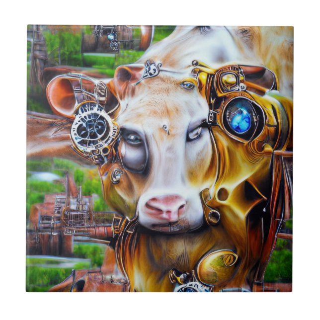 Vaca cibernética Steampunk (Frente)