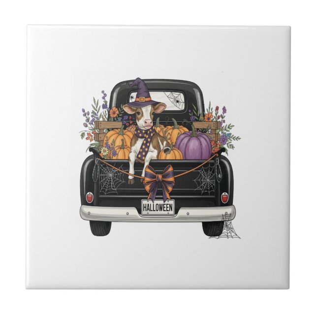 Vaca das Terras Altas de Halloween com Caminhão (Frente)