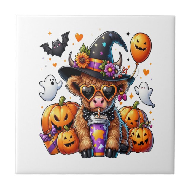 Vaca das Terras Altas Fofa de Halloween (Frente)
