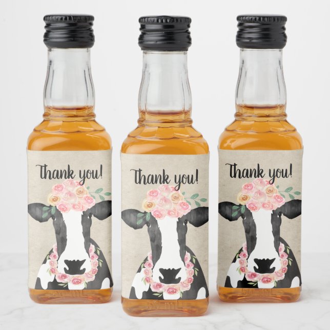 Vaca de Aquarela com Coroa Floral (Garrafas)